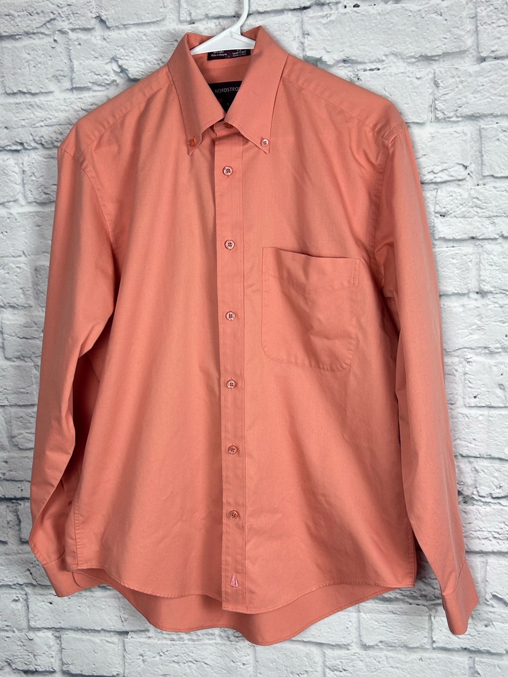 Nordstrom Smartcare Wrinkle Free Dress Shirt Salmon Peach Small